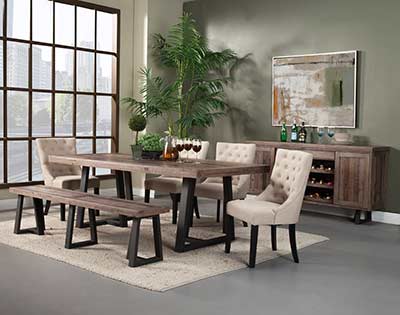 Natural and Black Dining Table AF 011