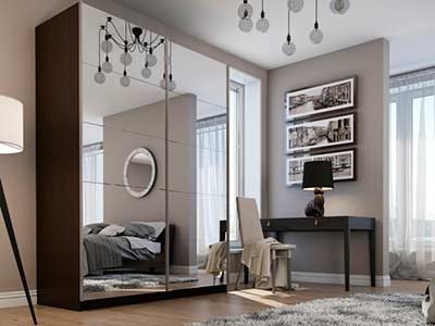 Mirrored Modern Sliding Wardrobe Irvine