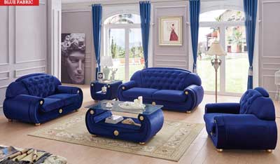 Dark Blue Fabric Sofa EF Gretel