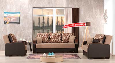 Prada Sofa Full Size Sleeper in Brown