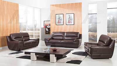 Brown Italian leather sofa set AEK 018