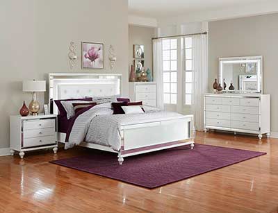 Brilliant White Bed with Led Light HE Alvina