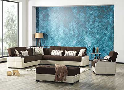 Moon Sectional sofa sleeper in Royal Brown