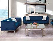 Blue fabric sofa set AE 802