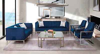 Blue fabric sofa set AE 802