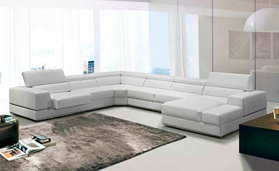 White Bonded Leather Sectional Sofa VG 106
