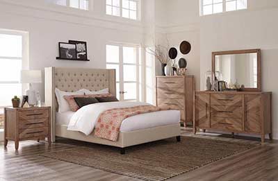 Transitional Bed in Beige Fabric CO705