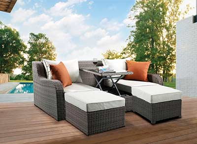 Outdoor Patio Sofa with 2 Ottomans AC 010