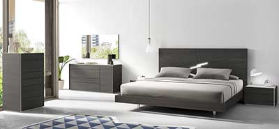 Wenge Bed with Light Grey Lacquer NJ Fidelia