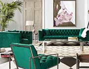 Emerald Green Velvet Sofa DS Crown