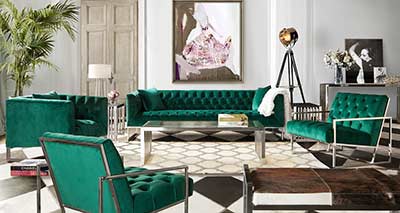 Emerald Green Velvet Sofa DS Crown