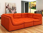 Pumpkin Bonded  Leather Sofa Set SJ652