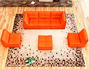 Pumpkin Bonded  Leather Sofa Set SJ652
