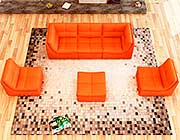 Pumpkin Bonded  Leather Sofa Set SJ652