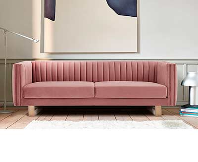 Blush Velvet Sofa AL Delbert