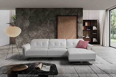 Bianco Leather Sectional Sofa EF Sophia