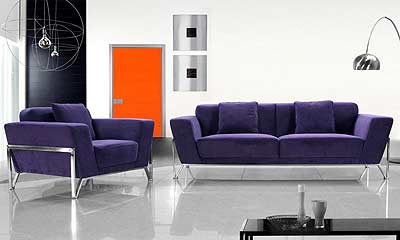 Fabric Purple Sofa Set VG Vogue