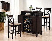 Cappuccino Finish Solid Wood Bar, Wine Rack