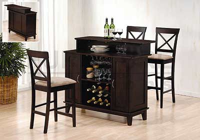 Cappuccino Finish Solid Wood Bar, Wine Rack